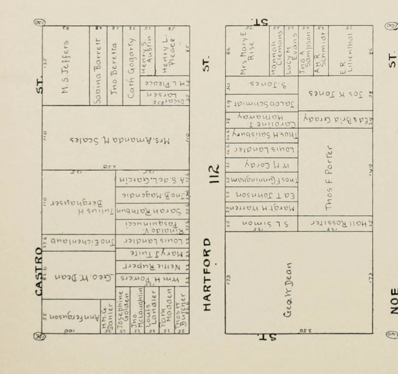 The southern block of Hartford St in the 1894 block book